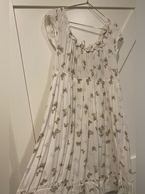 White Butterfly Print Sundress